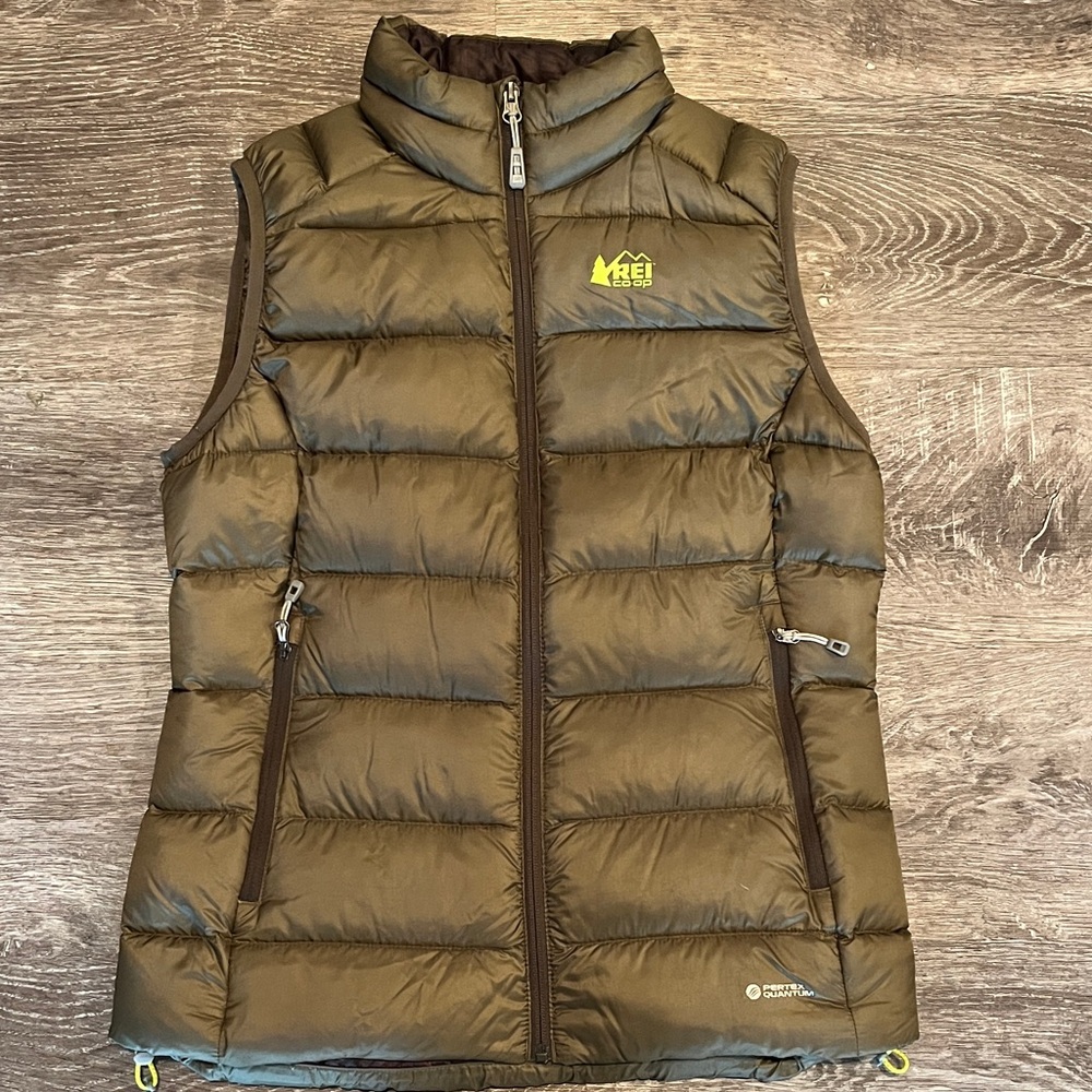REI Olive Puffer Vest